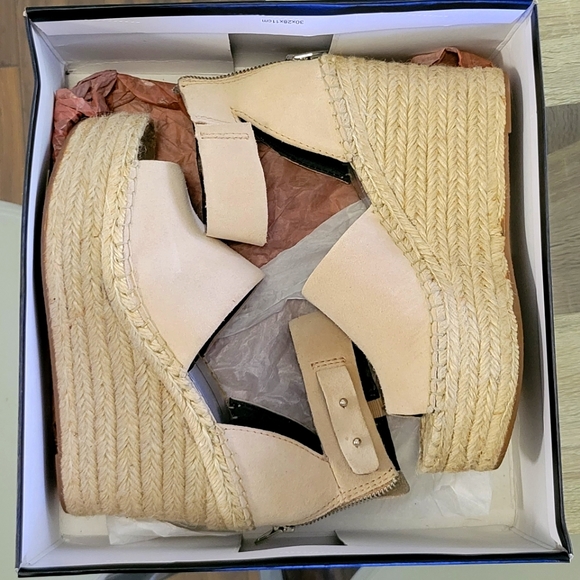 Dolce Vita Straw Women's Platform Wedge Espadrille Sandals. Light pink. Size 8 - Picture 3 of 16